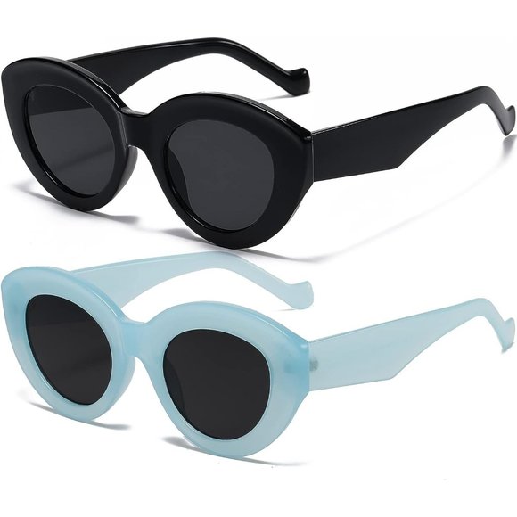 Women Oversized Cute Oval Thick Frame Retro Style Shades Cat Eye Sunglasses main image 7